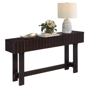 Sofa Table with Storage Drawers, Mid Century Farmhouse Fluted Console Table with Solid Pine Wood Legs for Living Room, Hallway, and TV in Espresso - 1 of 4
