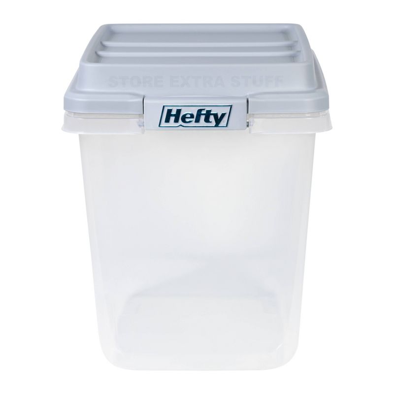 Hefty 32qt Slim Clear Plastic Storage Bin with Gray HI-RISE Stackable Lid, 4 of 11