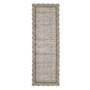 Scalloped Washable Bordered Living Room Bedroom Rug, Ultra Thin Non Slip Indoor Farmhouse Carpet for Dining Room - 1 of 4