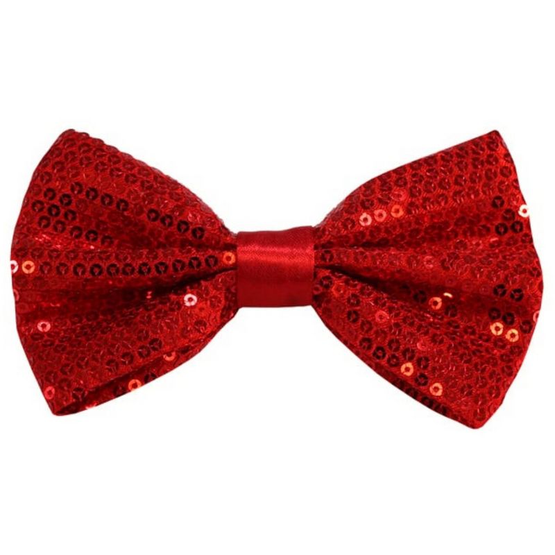 Men's Solid Color 3 W And 5 L Inch Pre-Tied adjustable Sequin Bow Ties, 1 of 3