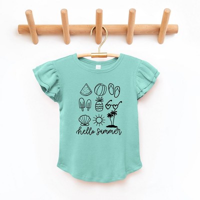 The Juniper Shop Hello Summer Chart Toddler Flutter Sleeve Tee