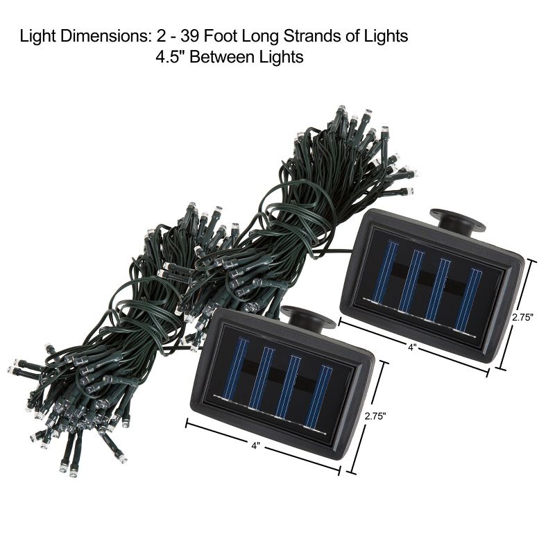 Solar Powered String Lights 2 Pack - 39FT Long, 100 White LED Fairy Lights, Steady or Twinkle Mode - Outdoor or Wedding Decorations by Pure Garden, 2 of 6