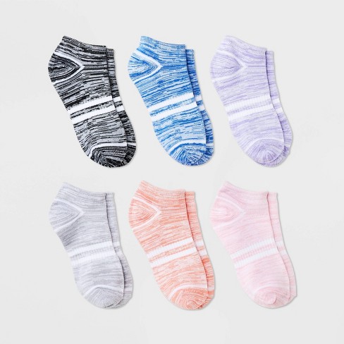 Girls' 6pk Super Soft No Show Ankle Socks - art class™ S