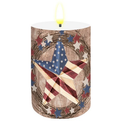 Briarwood Lane Flameless Candle 6x3 Americana Barnstar Flameless Candle with Timer for