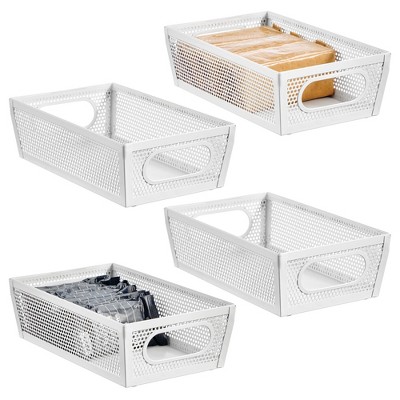 Perforated Metal Storage Bin with Handles