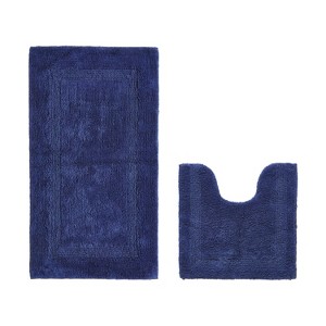 Lux Premium 100% Cotton Tufted Solid Reversible 2 PC Bath Rug Set – Ultra-Soft, Water-Absorbent, Durable, Machine Washable Bathroom Rug - 1 of 4