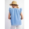 Women's Wing Sleeve Square Pattern Top - Easel - 3 of 3