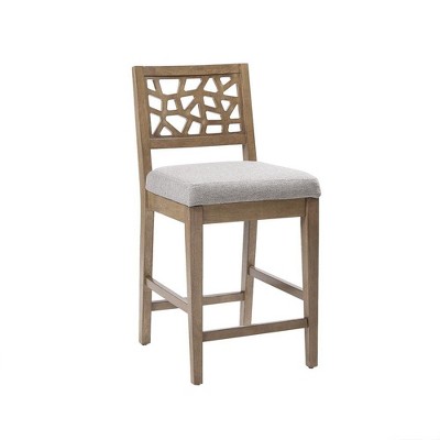 Starlight Canyon Home,Gray Upholstered Counter Stool with Solid Wood Legs for Kitchen Islands