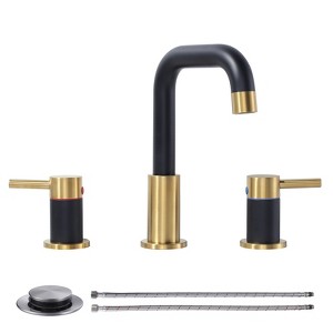 WOWOW 8 in. Widespread Double Handle Bathroom Basin Faucet with Drain Kit in Brushed Nickel - 1 of 1