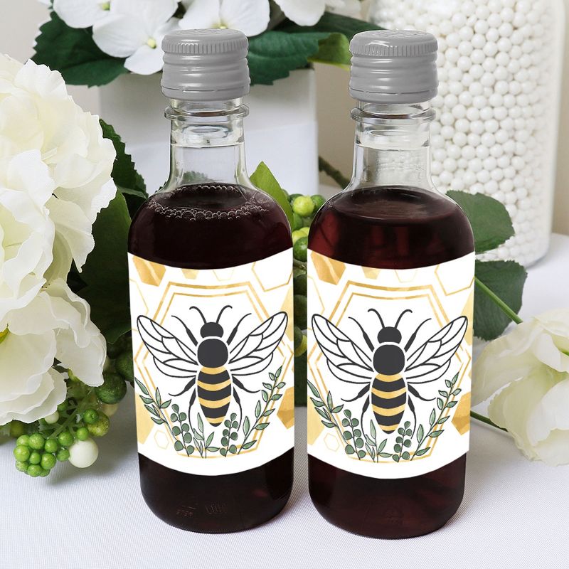 Big Dot of Happiness Little Bumblebee Mini Wine & Champagne Bottle Label Stickers Bee Baby Shower or Birthday Party Favor Gift 16 Ct, 5 of 8