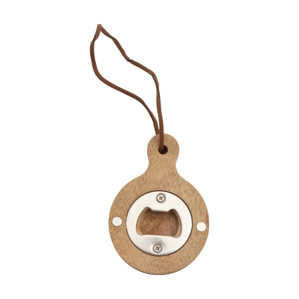 Unique Bargains Bottle Opener Magnetic Bottle Opener Acacia-Wood Handle Magnet Wood Deep Brown 2.36"x3.35"x0.47" 1 Pcs