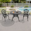 3-Piece Cast Aluminum Outdoor Dining Set with Beige Cushions, Round Table & Ergonomic Chairs - for Patio, Backyard - 2 of 4