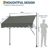 Manual Retractable Awning 118" w x 118" h,Side Bar 47-59in Patio Awning Retractable Outdoor Sunshade Shelter Height Adjustable - 3 of 4