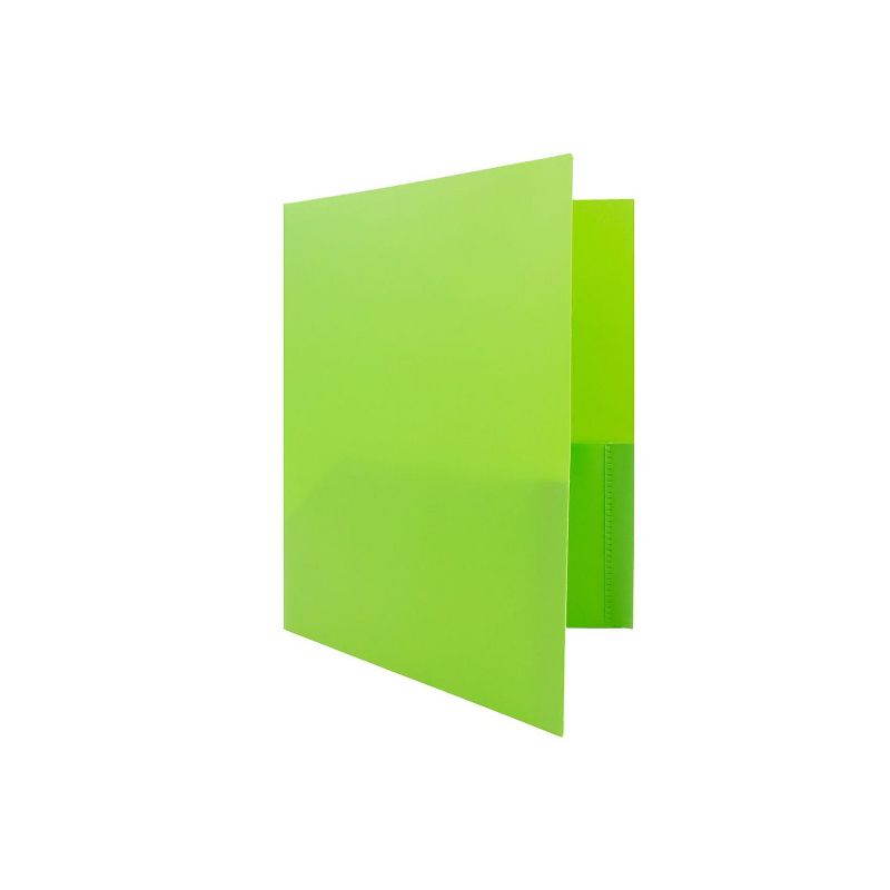 JAM Paper POP 2-Pocket Portfolio Plastic Folder Lime Green 96/Box (382ELIGRB), 4 of 6