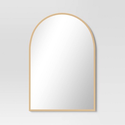 Photo 1 of 20 x 30 Arched Metal Wall Mirror Brass - Threshold