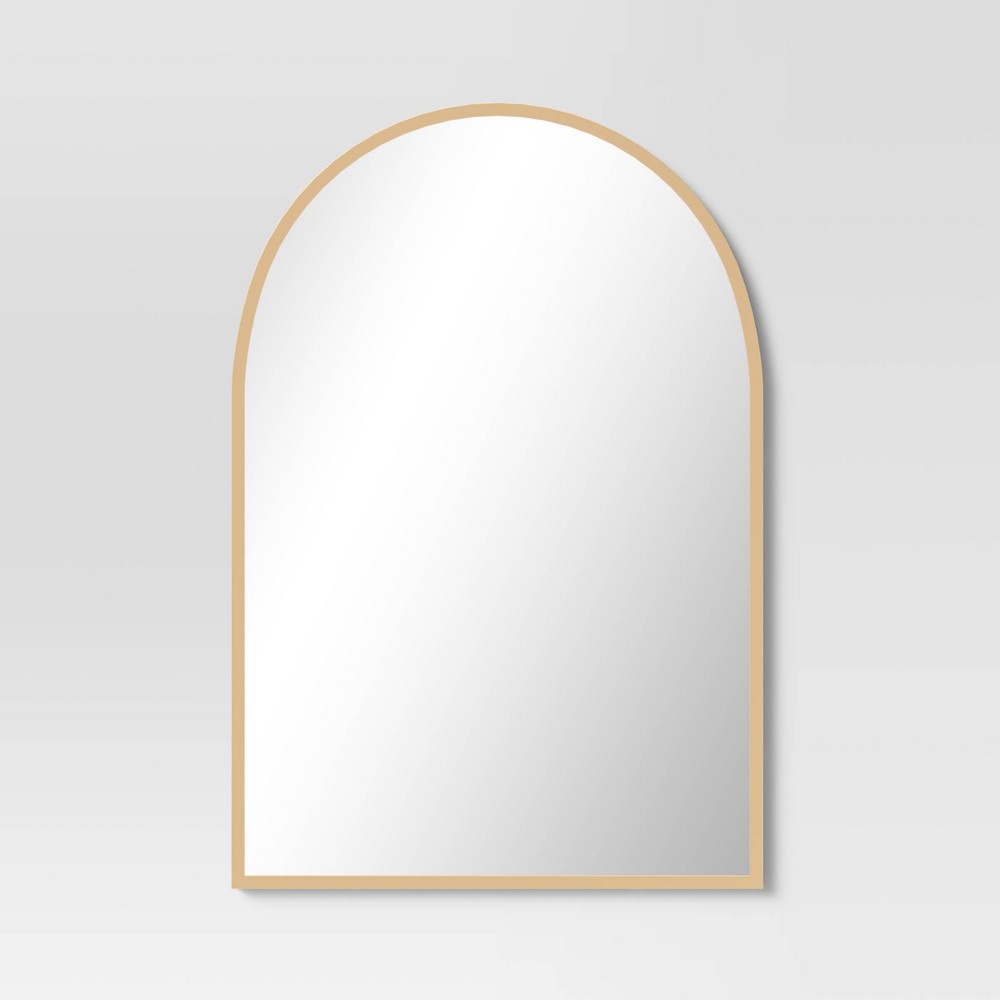 20" x 30" Arched Metal Wall Mirror Brass - Threshold