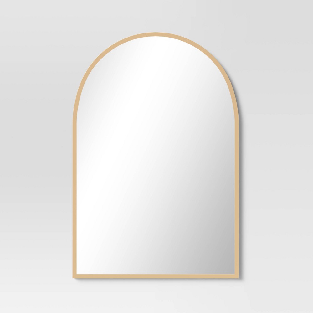 Photos - Wall Mirror 20" x 30" Arched Metal  Brass - Threshold™