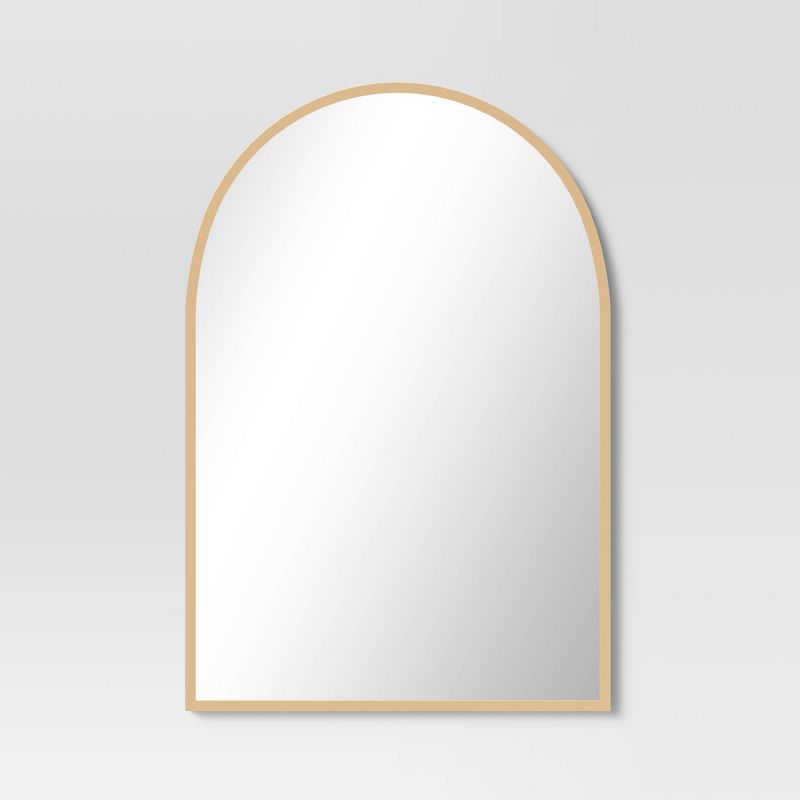 20&#34; x 30&#34; Arched Metal Wall Mirror Brass - Threshold&#8482;, 1 of 12