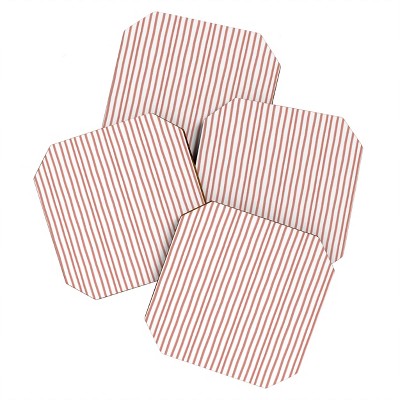 Emanuela Carratoni Old Pink Stripes Set of 4 Coasters - Deny Designs