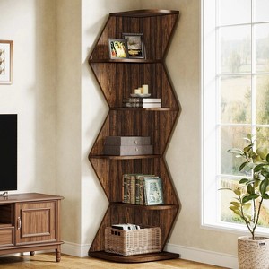 Hommoo 5-Tier Corner Bookshelf Brown - 1 of 4