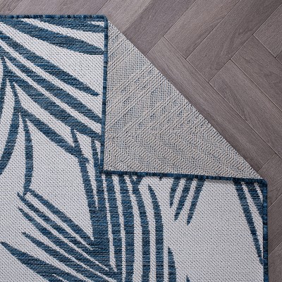 Navy and White Synthetic Flat Woven 8' x 10' Area Rug