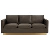 LeisureMod Nervo Mid-Century Modern Sofa Upholstered in Velvet with Gold Frame - 3 of 4