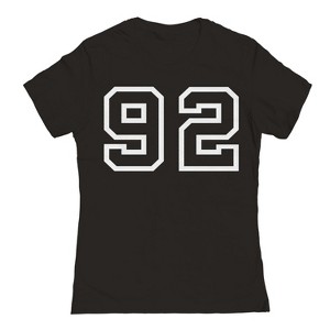 Rerun Island Women's 92 Collegiate Outline White Short Sleeve Graphic Cotton T-Shirt - Black L - 1 of 4
