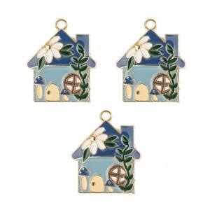 John Bead Sweet & Petite Charms 29x24mm Blue House, 3pcs - 1 of 4
