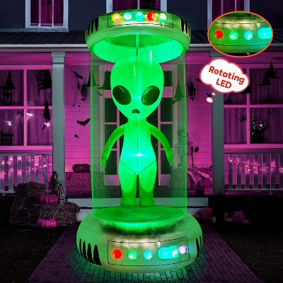 Joyfy 7 FT Halloween Inflatable Outdoor Decoration, Alien with Giant Test Tube Inflatable with Animated LEDs for Halloween Outdoor Lawn Yard Decor