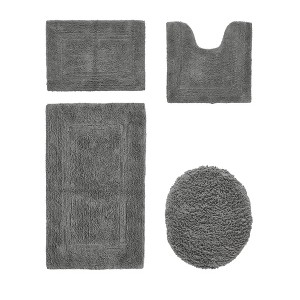 Lux Premium 100% Cotton Tufted Solid Reversible 4 Piece Bath Rug Set – Ultra-Soft, Water-Absorbent, Durable, Machine Washable Bathroom Rug - 1 of 4