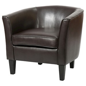 Aiden Bonded Leather Club Chair Brown - Christopher Knight Home: Contemporary Tub Design, Birch Wood Legs - 1 of 4