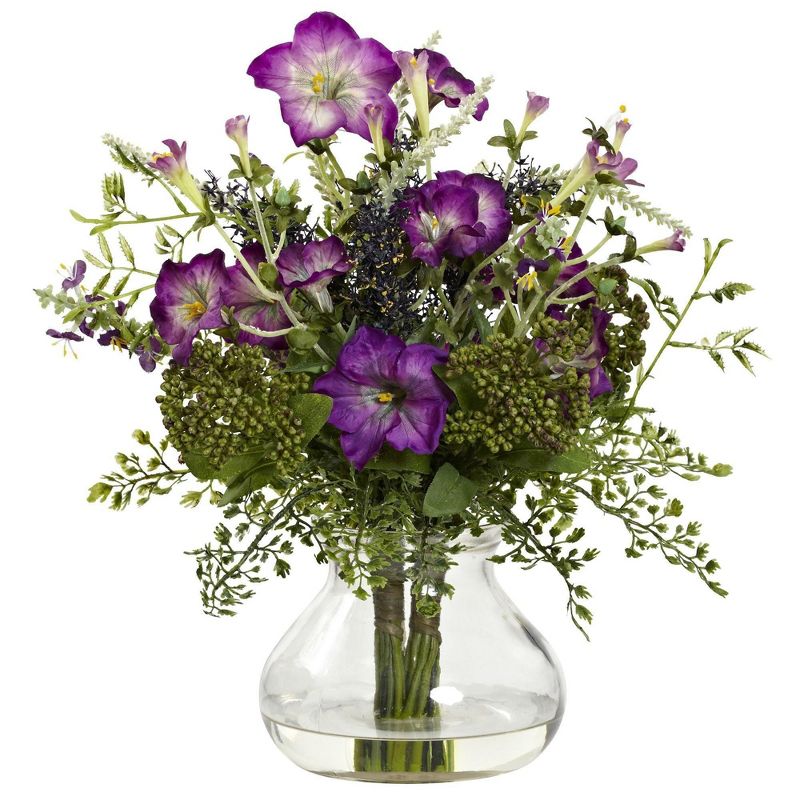 Nearly Natural 15-in Mixed Morning Glory with Vase, 1 of 2