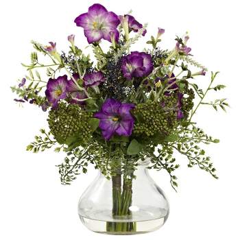 Nearly Natural 15-in Mixed Morning Glory with Vase