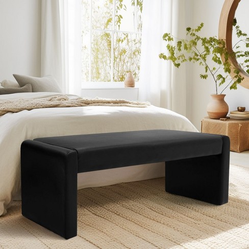 Leather discount bed bench