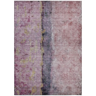 Blush Pink And Purple Abstract Washable Indoor Outdoor Area Rug