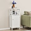 Costway Bathroom Floor Cabinet Side Storage Organizer with Open Shelf & Adjustable Shelf - 2 of 4