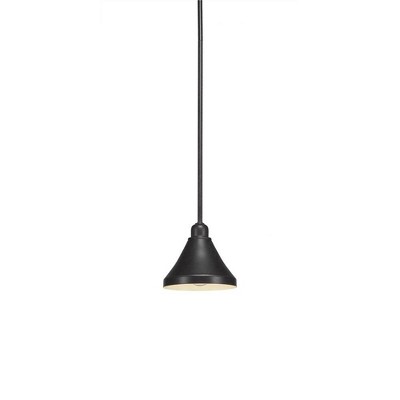 Toltec Lighting Vintage 1 - Light Pendant in  Dark Granite with 7" Dark Granite Cone Metal Shade Shade