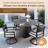 UNISOAR 5-Piece Outdoor Pedestal Dining Set, 1* Black Sintered StoneTop & 4 Chair, Rust-Free Aluminum, Weather-Resistant, for Patio or Deck - 3 of 4