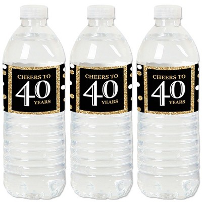 Big Dot of Happiness Adult 40th Birthday - Gold - Birthday Party Water Bottle Sticker Labels - Set of 20