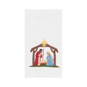 C&F Home Nativity Scene Embroidered Cotton Waffle Weave Kitchen Dishtowel - 1 of 4