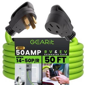 GEARit 50 Amp NEMA 14-50 Heavy Duty Extension Cord Power Cord, Green - 15 Feet - 1 of 4