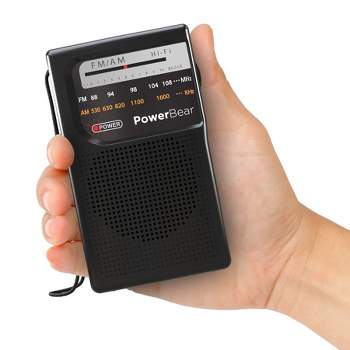 PowerBear Portable Radio | AM/FM, 2AA Battery Operated with Long Range Reception for Indoor, Outdoor & Emergency Use