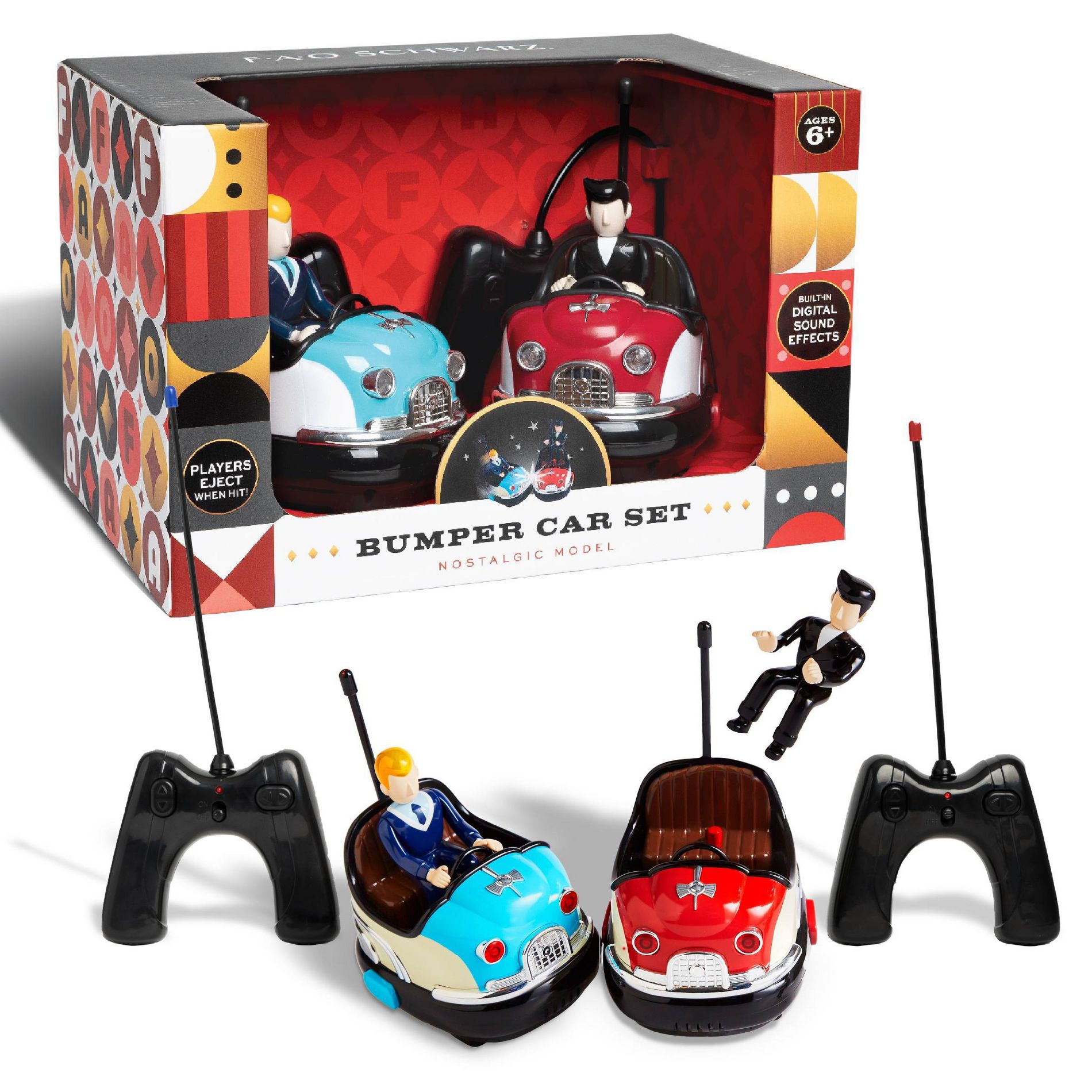 FAO Schwarz Premium 2-Player Remote Control Toy Bumper Car Set: Includes 2 Vehicles & Remotes, Plastic Material