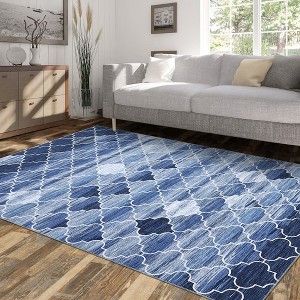 Area Rugs Moroccan Rugs Geometric Rug Non-Slip Rugs Abstract Distressed Accent Carpet - 1 of 4
