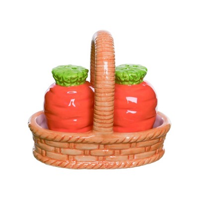 Transpac Easter Carrots in Basket Dolomite Salt and Pepper Shakers Collectables Orange 4.53 in. Set of 3