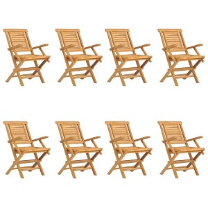 vidaXL Folding Patio Chairs Outdoor Seating - 8 Pcs Solid Teak Wood, Scandinavian Style, for Garden/Patio/Deck, 22"x24.8"x35.4" - 1 of 4