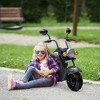 Qaba Electric Motorcycle for Kids, 3 Wheel 6V Battery Powered Motorbike w/ Headlights, Music, Forward & Reverse, Gray - 2 of 4