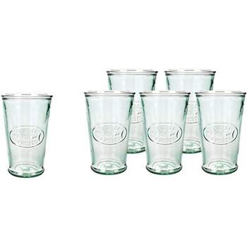 Amici Home Italian Recycled Green Juice Glass, 11-Ounce Capacity, Set of 6, Jus De Fruits Emblem, Water Cup for Milk, Juice, or Iced Tea,
