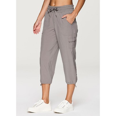 RBX Active Women's Cargo Style Capri Pants, Quick Drying Adjustable Leg Cropped Jogger Pant for Casual Wear, Hiking, Workouts