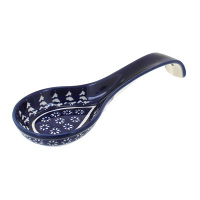 Blue Rose Polish Pottery Winter Nights Large Spoon Rest